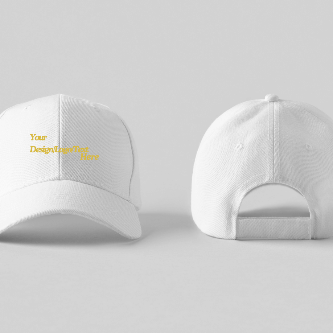 Personalised Embroidered Baseball Hat white cap design for custom embroidery