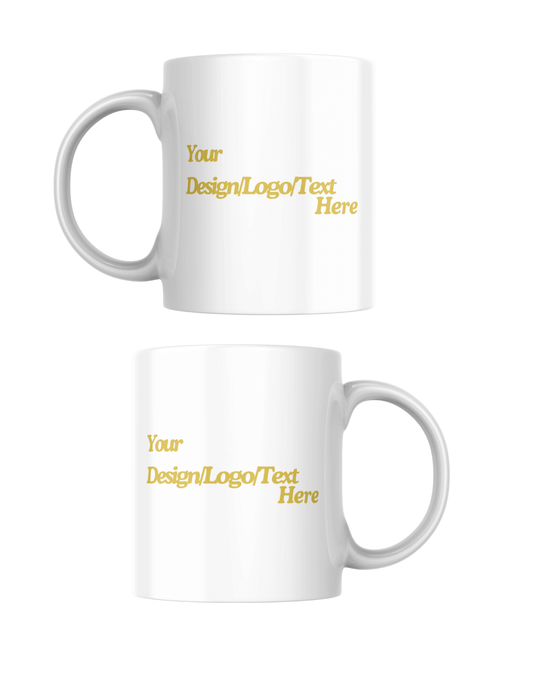 Personalised Mug white ceramic custom logo high gloss finish dishwasher safe