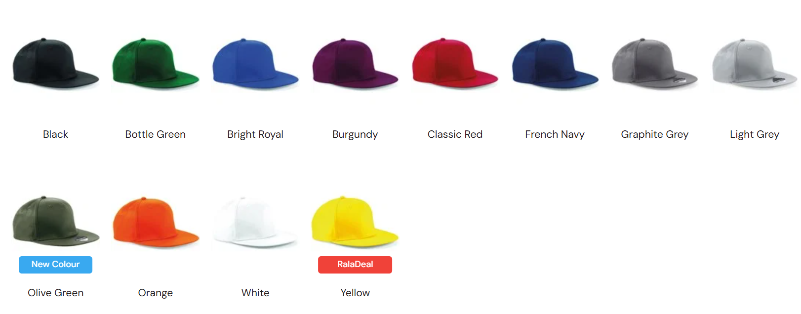 Personalised Embroidered Snapback Cap displayed showing front and back design