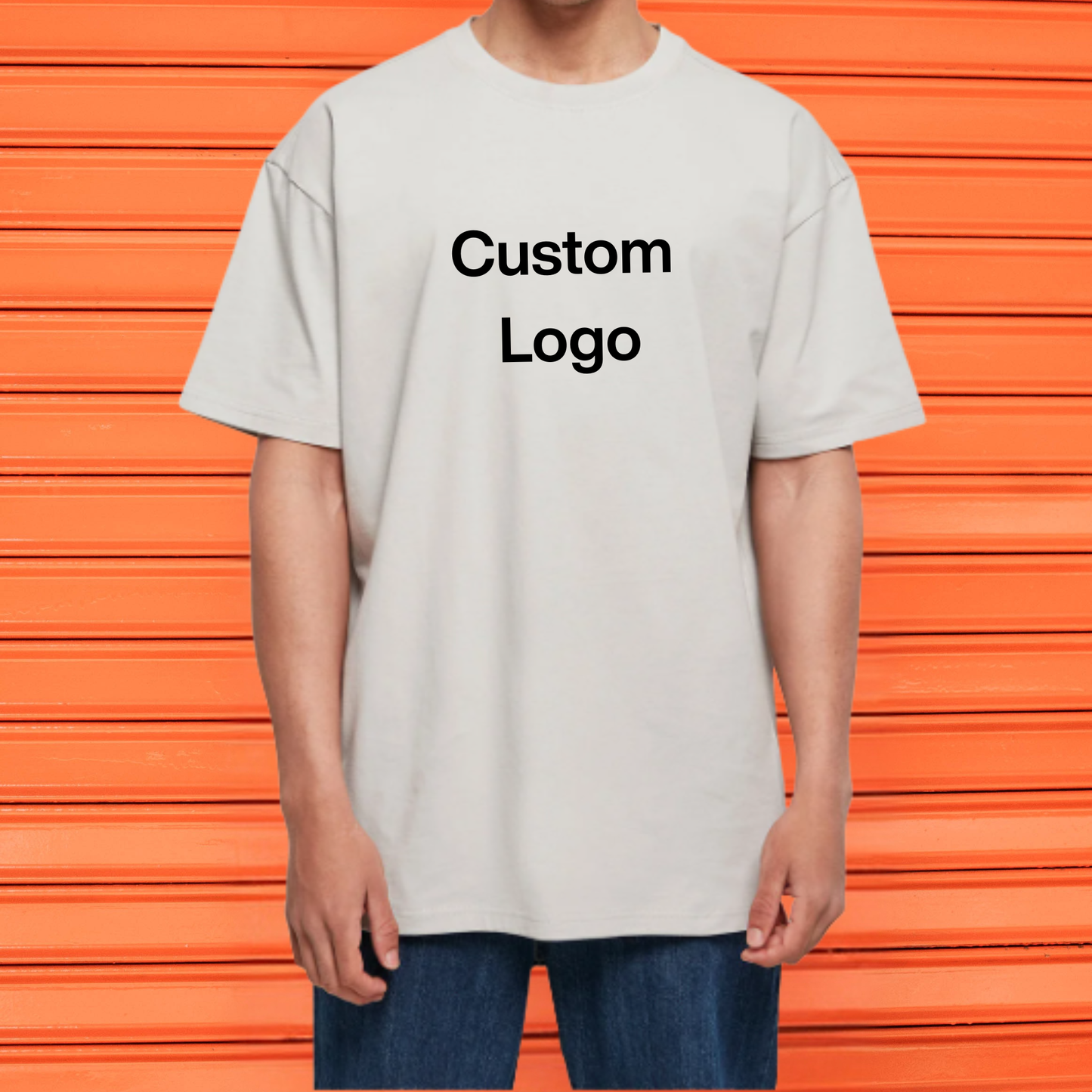 Personalised Embroidered Oversize T-Shirt front view – custom logo or text design UK