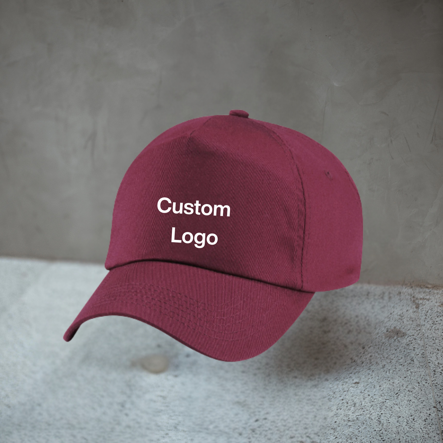 Personalised Printed Baseball Hat in burgundy – embroidered cotton cap for everyday wear or gifts