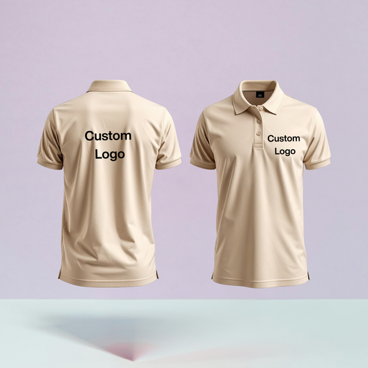 Personalised Embroidered Polo shirts front view – custom logo or text design UK