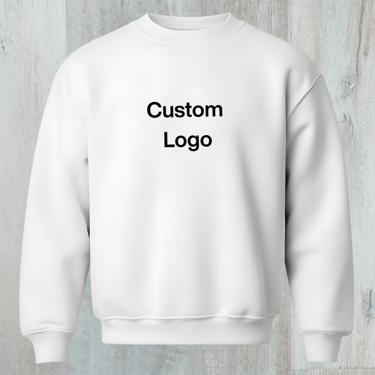 Personalised Embroidered Sweatshirt UK, custom logo and text design on white fabric