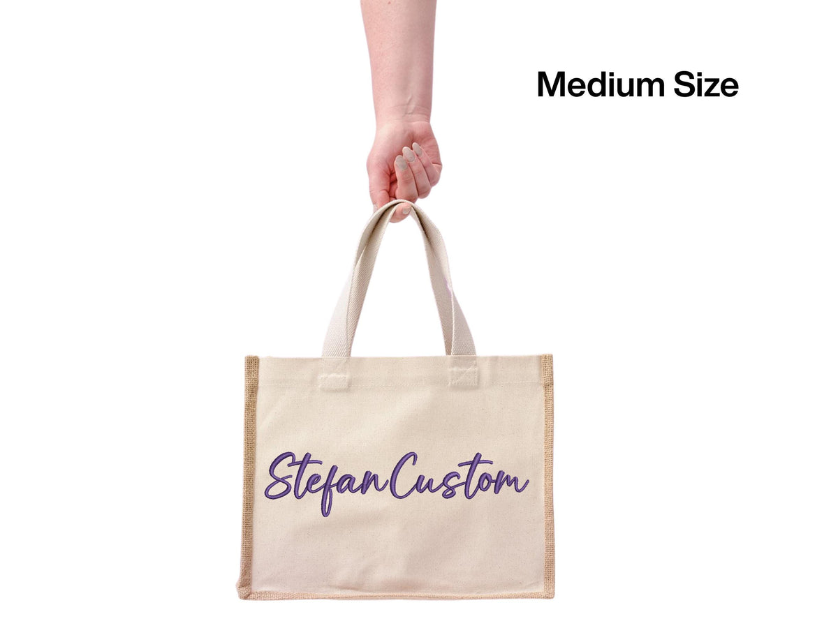 Personalised Embroidered Jute Tote Bag – Custom Logo, Eco Cotton