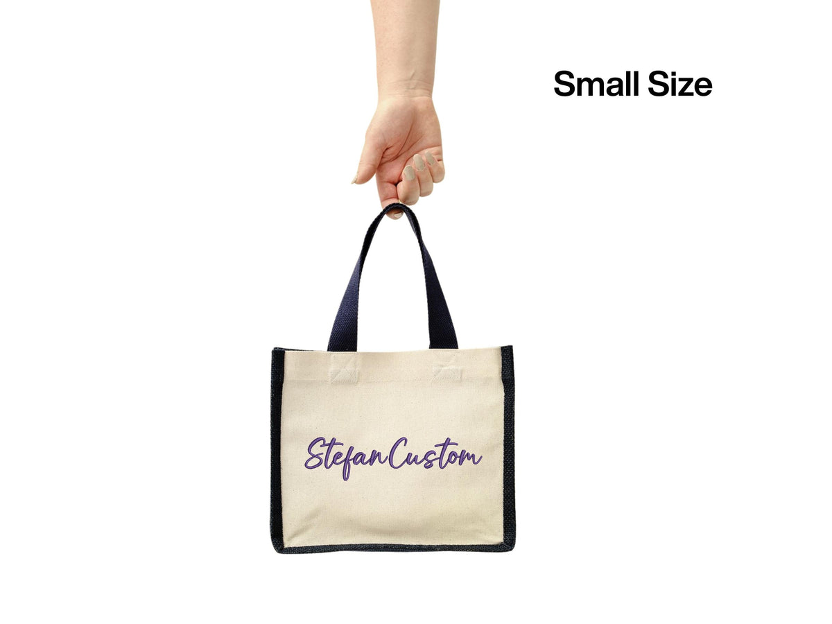 Personalised Embroidered Jute Tote Bag – Custom Logo, Eco Cotton