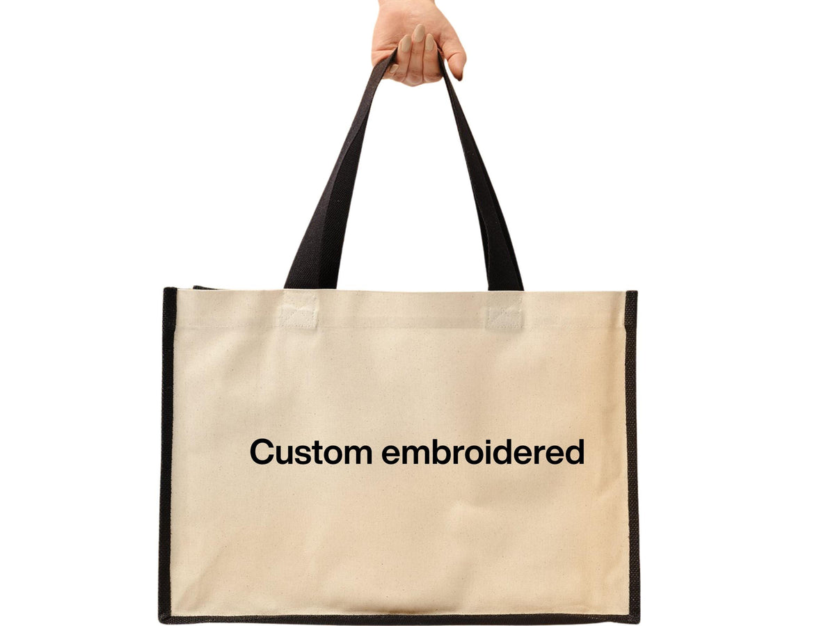 Personalised Embroidered Jute Tote Bag – Custom Logo, Eco Cotton