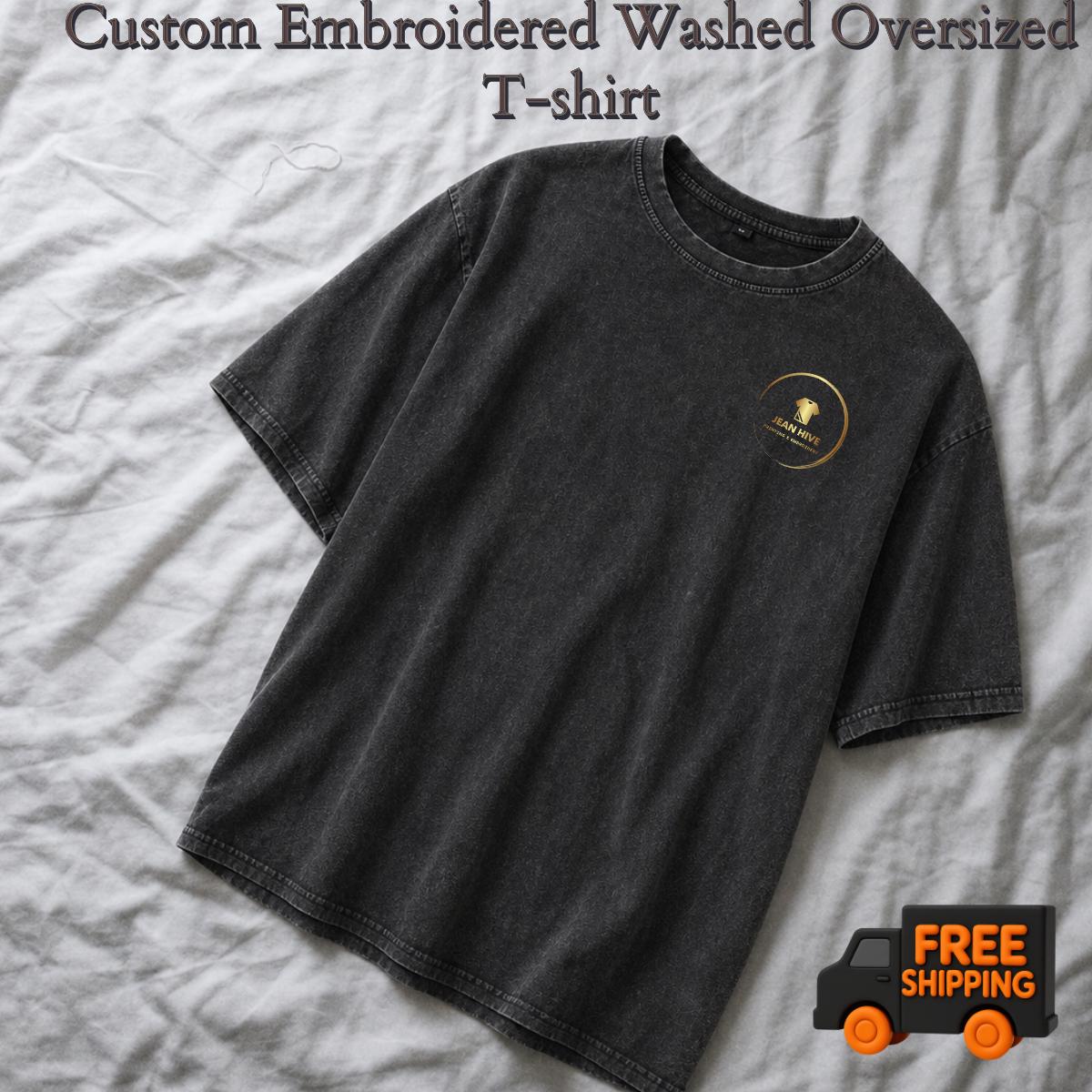 Custom Embroidered Washed Oversized T-Shirt | Personalised Logo