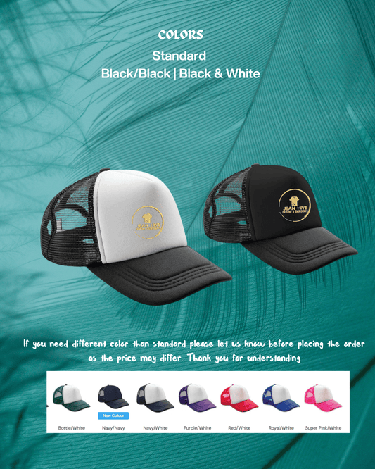 Personalised Printed Trucker Hat side view – custom printed cap for branding and everyday wear.
